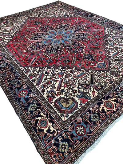 Hand-Knotted Persian Heriz Wool Rug – 9’ x 12’ – Geometric Medallion by Rugistan - product image 4 for Resin Society