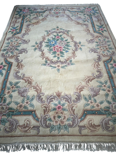 Hand-Tufted Chinese Aubusson Wool Rug – 7'10" x 11' – Luxurious Traditional Design