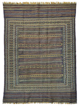 Hand-Woven Afghani Maliki Wool Kilim Rug with detailed traditional patterns