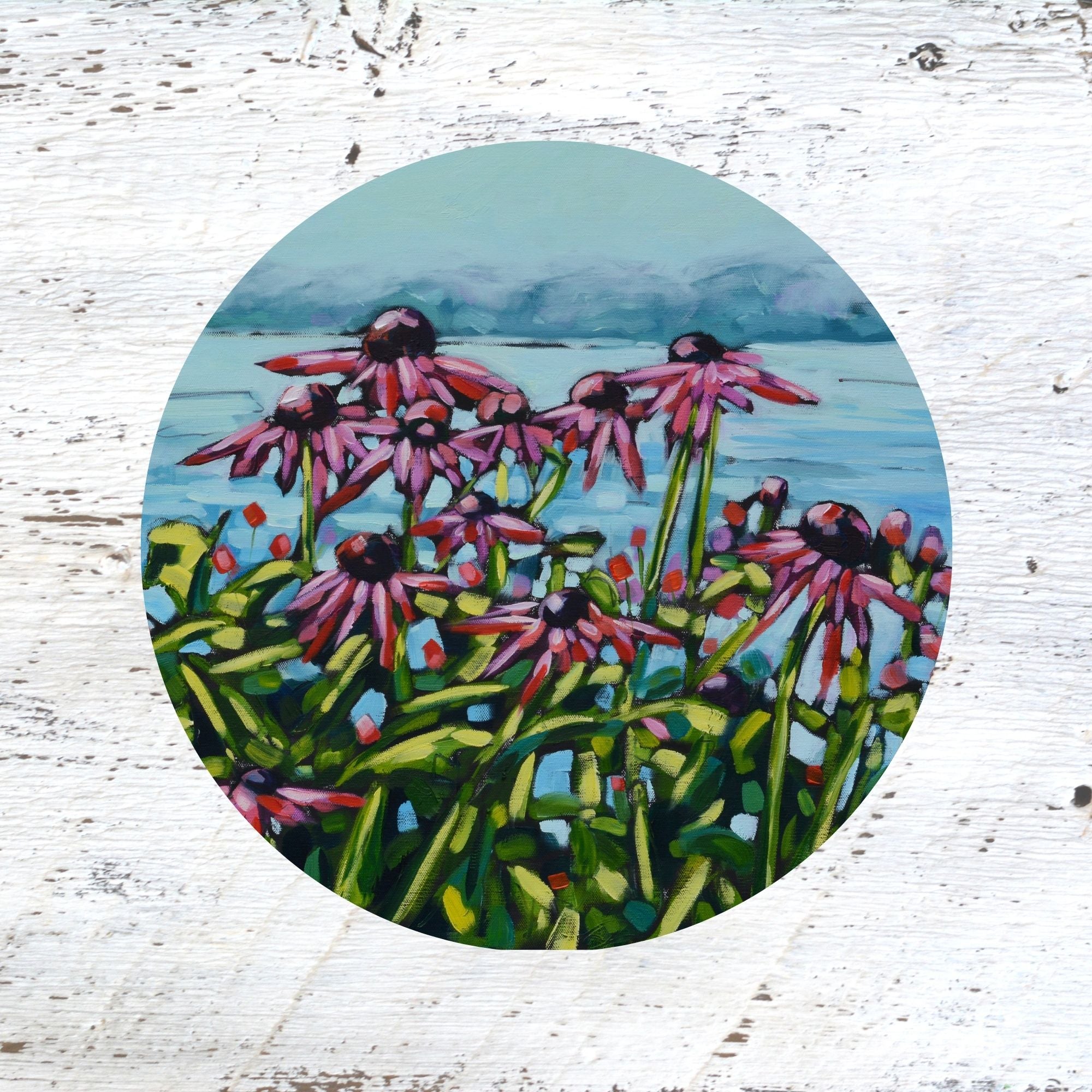 Rubber Grip Jar Opener - Nature's Secret. Cone Flowers. Lake by Dreese Fine Art - Resin Society