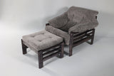 Chair & Ottoman – Oswalt Sterling with Tiger Maple Arms (Black) by Enrico Bartolini - product image 3 for Resin Society