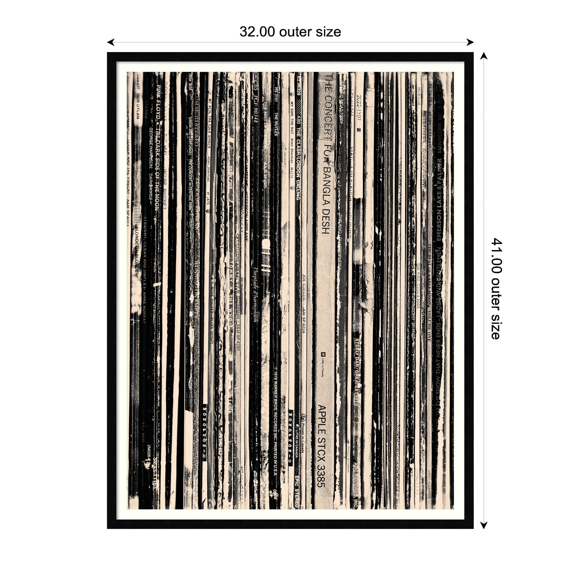 33 RPM Black and White by Robert Cadloff Framed Wall Art Print