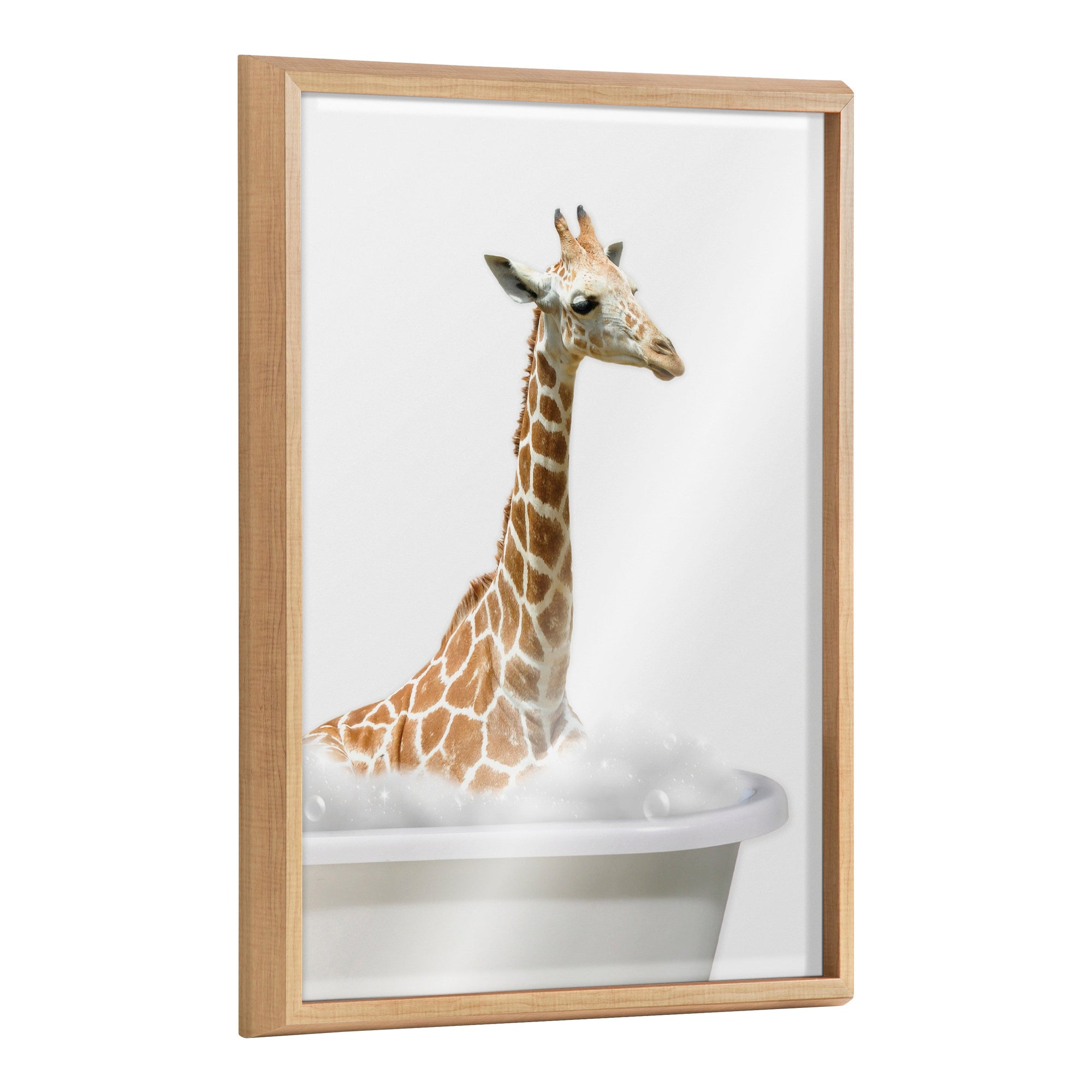 Blake Bathroom Bubble Bath Giraffe Framed Printed Glass by The Creative by kateandlaurel - main product image for Resin Society