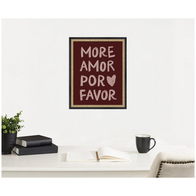 More Amor Por Favor Hand Painted Typography Maroon by Lucky Guava Framed Wall Art Print