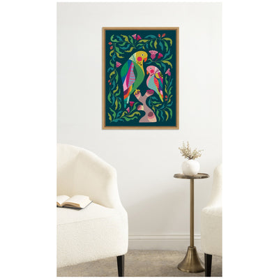 Budgies by Rachel Lee Framed Canvas Wall Art Print