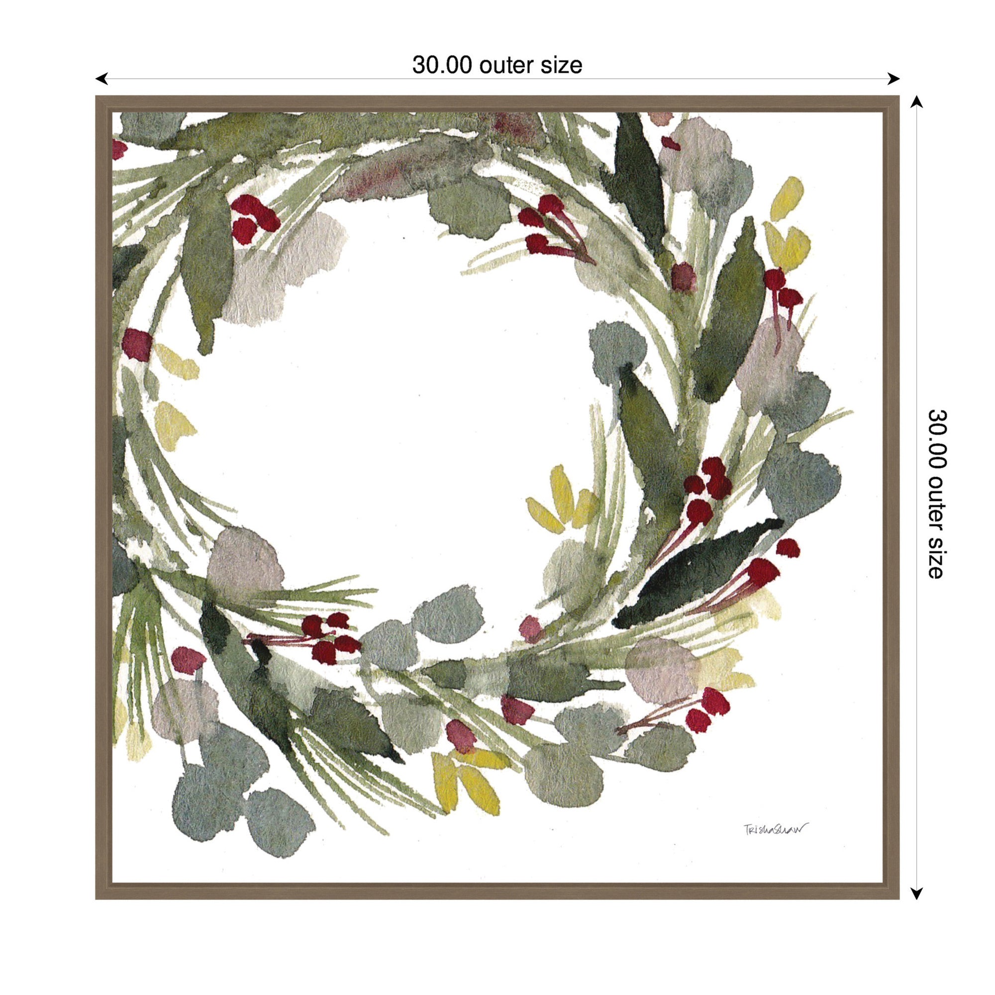 Sylvie Framed Canvas Loose Christmas Wreath by Patricia Shaw