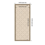 Rectangular board with beige surface featuring a green lattice pattern, framed by a wooden border; dimensions marked as 18x42 inches outer and 16x40 inches inner size.