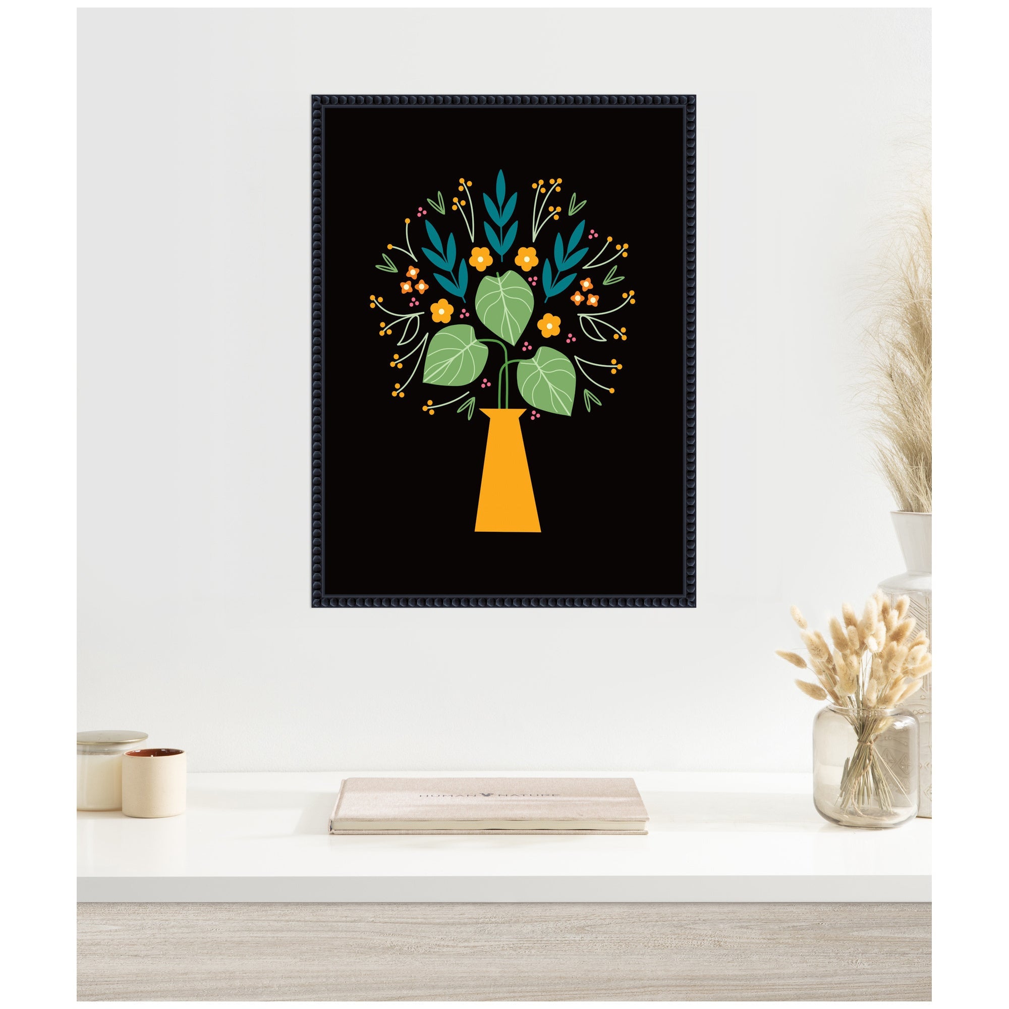 Sylvie Floral Yellow Vase Framed Canvas by Amber Leaders