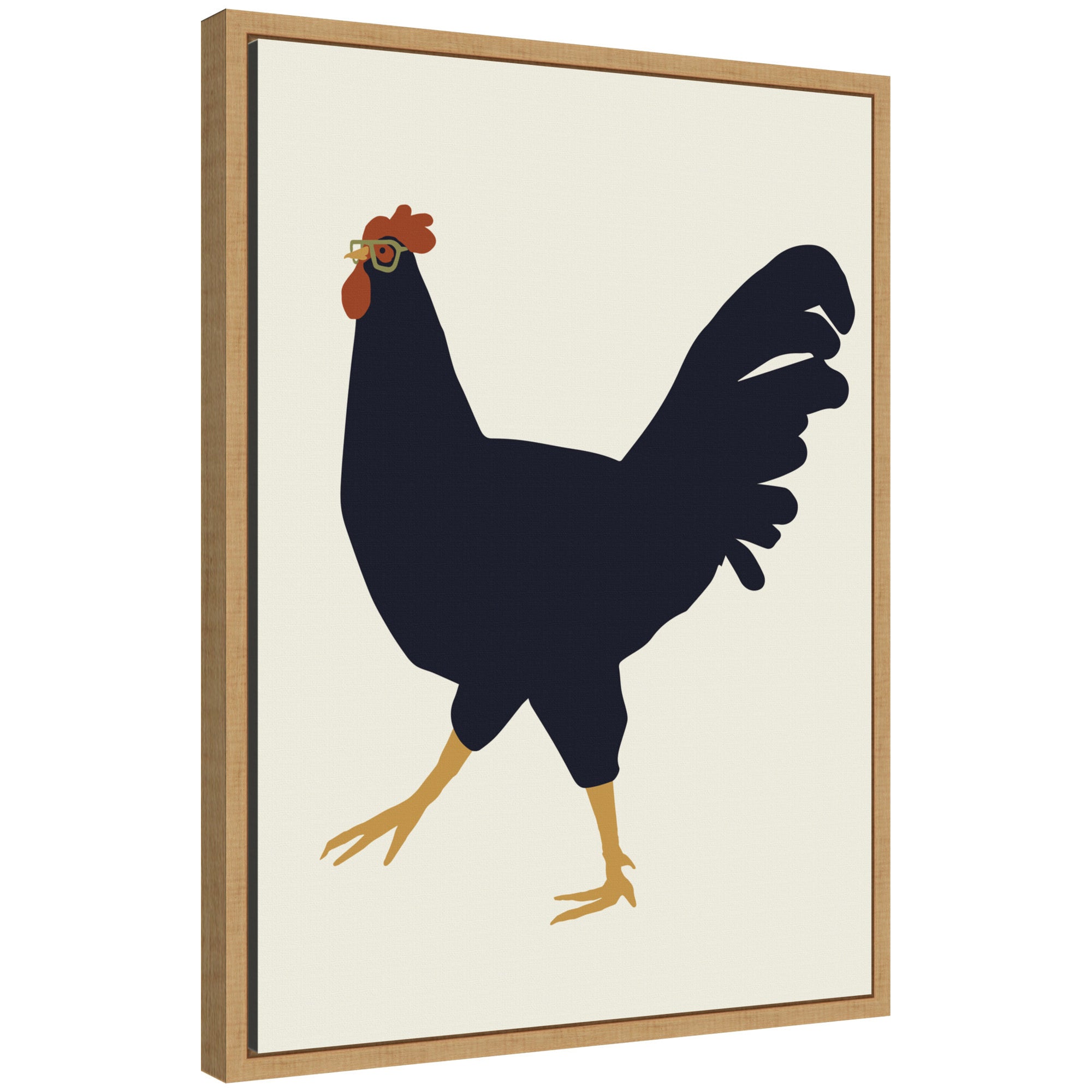 Sylvie Farm Rooster framed canvas art by Hannah Beisang featuring a detailed rooster illustration