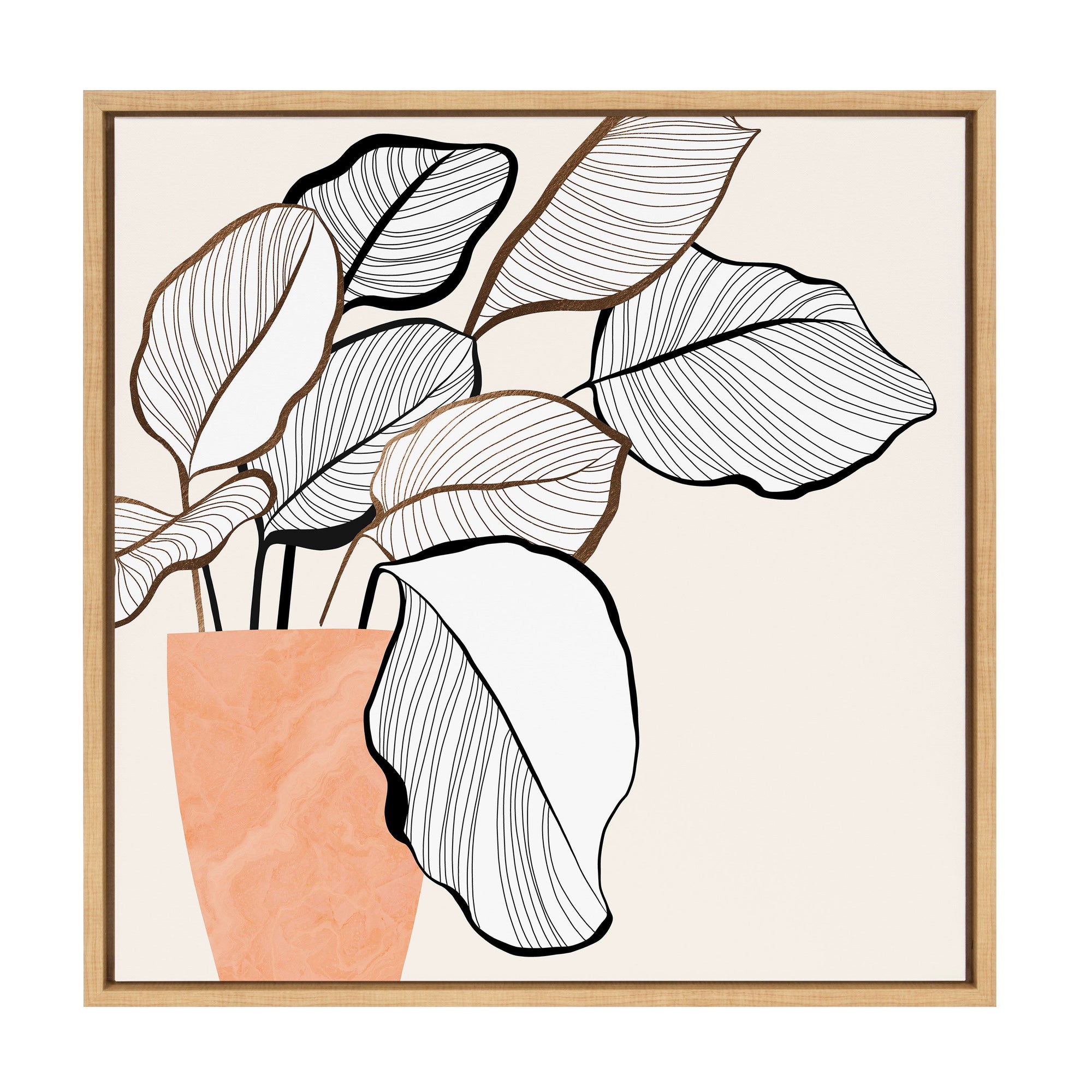 Sylvie Botanical Calathea 4 Framed Canvas by kateandlaurel - main product image for Resin Society