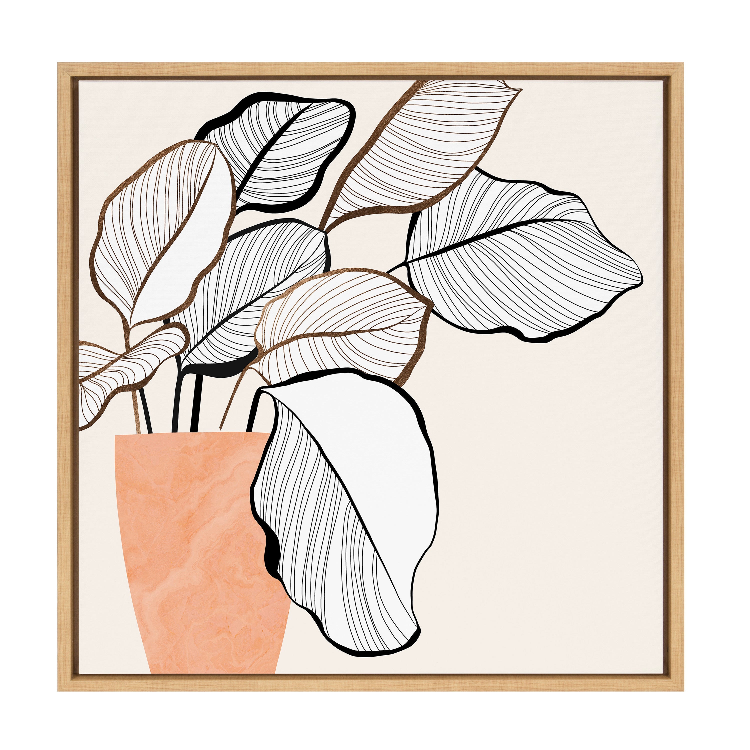 Sylvie Botanical Calathea 4 Framed Canvas by kateandlaurel - main product image for Resin Society