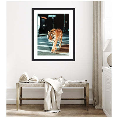 Framed Art Tiger in the City at Night 2 by Michael Schauer