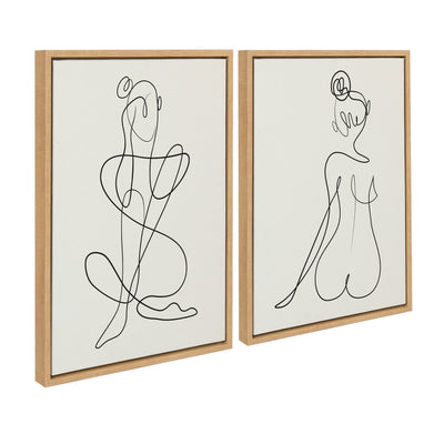 Sylvie Thinking of You Line Art and Sitting Beauty Framed Canvas Set by kateandlaurel - product image 11 for Resin Society