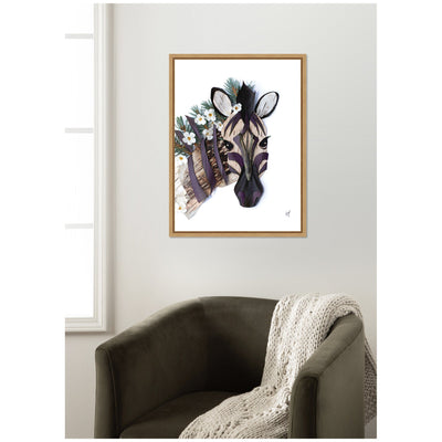 Zebra by Madeline Jeppesen Framed Canvas Wall Art Print