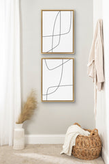 Sylvie Modern Line Abstract 3 and 4 Black and White Framed Canvas by kateandlaurel - product image 8 for Resin Society