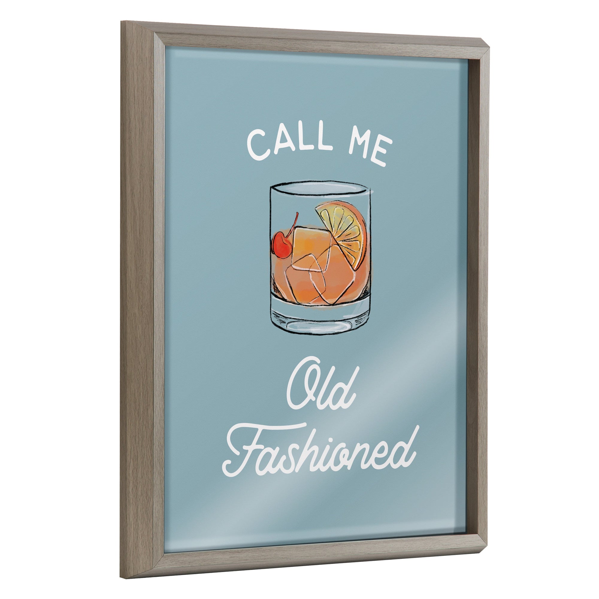 Blake Call Me Old Fashioned Blue Framed Printed Glass by kateandlaurel - main product image for Resin Society