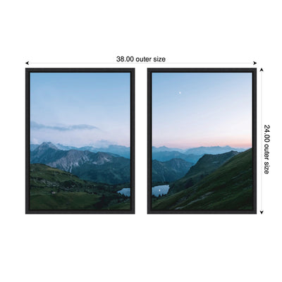 Sylvie Moonrise Over the Mountain Lake Framed Canvas Art Set by Michael Schauer