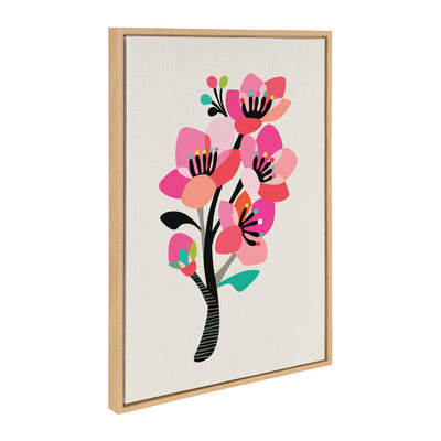 Sylvie Mid Century Modern Cherry Blossoms Framed Canvas