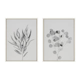 Sylvie Neutral Botanical 1 and 2 Soft White Framed Canvas by kateandlaurel - product image 2 for Resin Society