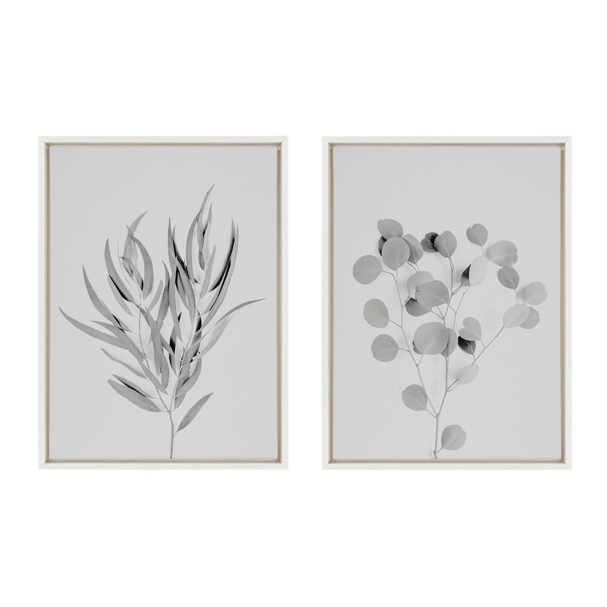 Sylvie Neutral Botanical 1 and 2 Soft White Framed Canvas by kateandlaurel - product image 2 for Resin Society