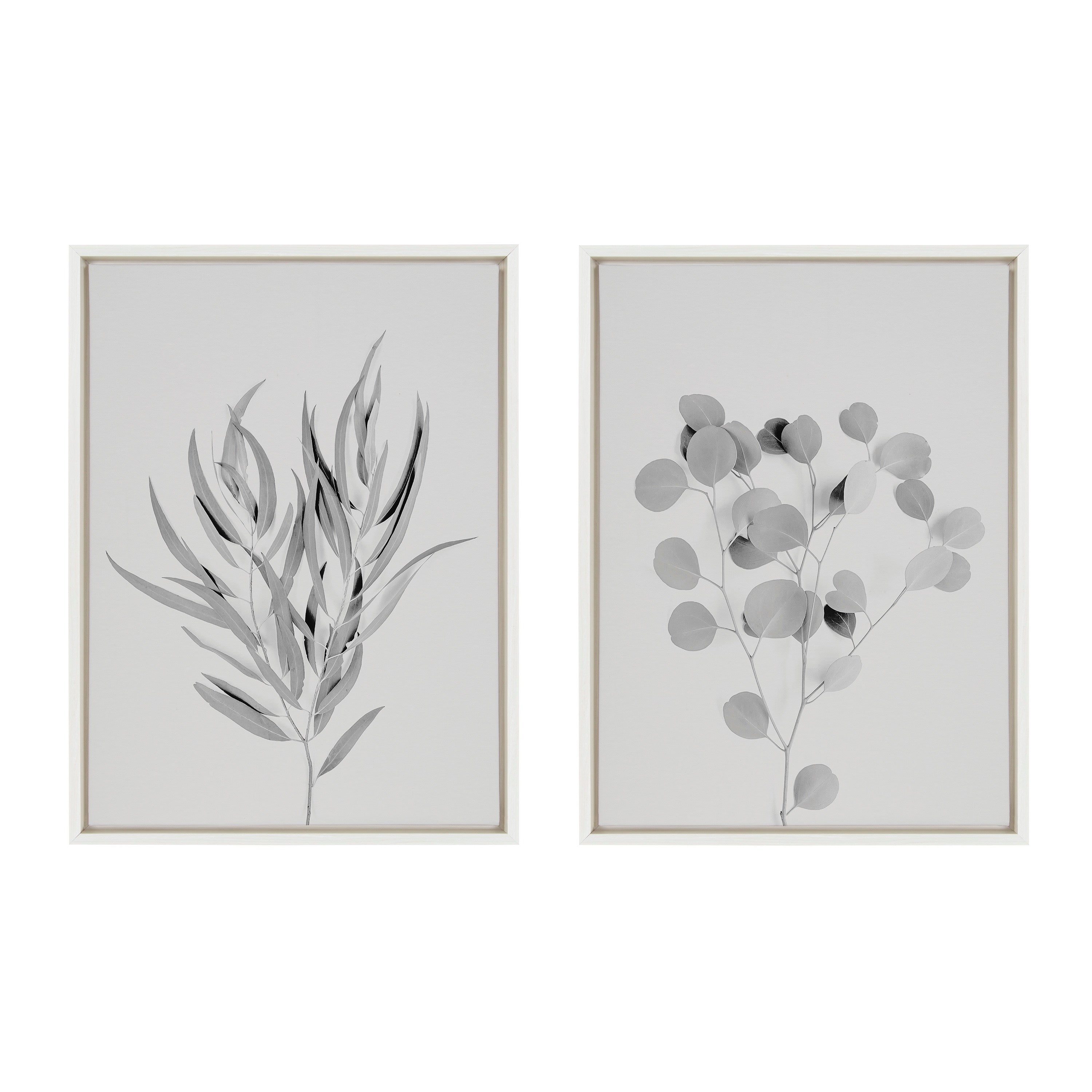 Sylvie Neutral Botanical 1 and 2 Soft White Framed Canvas by kateandlaurel - product image 2 for Resin Society