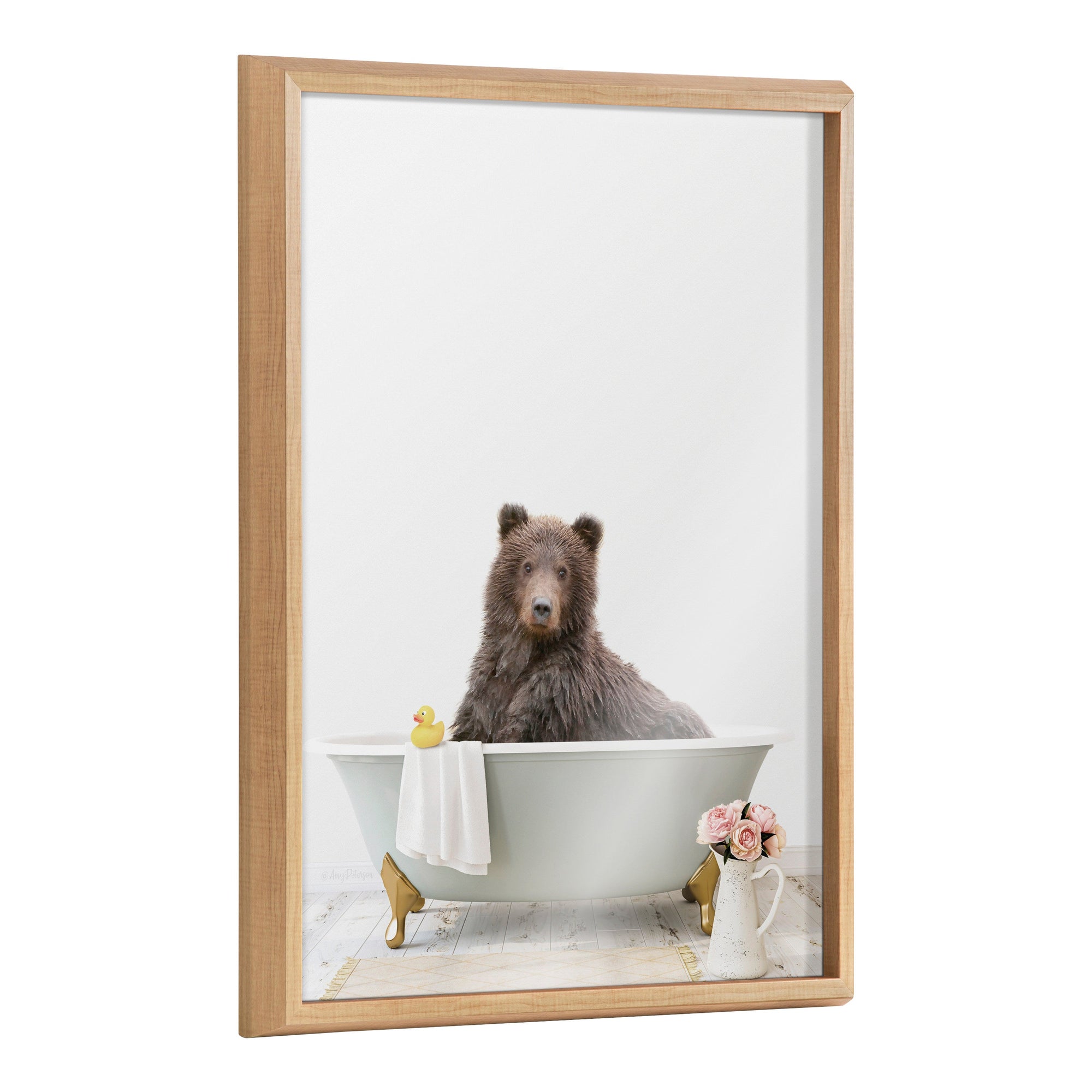 Blake Bear Cottage Bathroom Framed Printed Glass by kateandlaurel - main product image for Resin Society