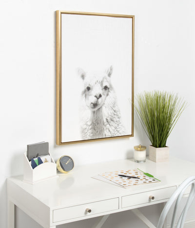 Sylvie Alpaca Framed Canvas by Simon Te of Tai Prints