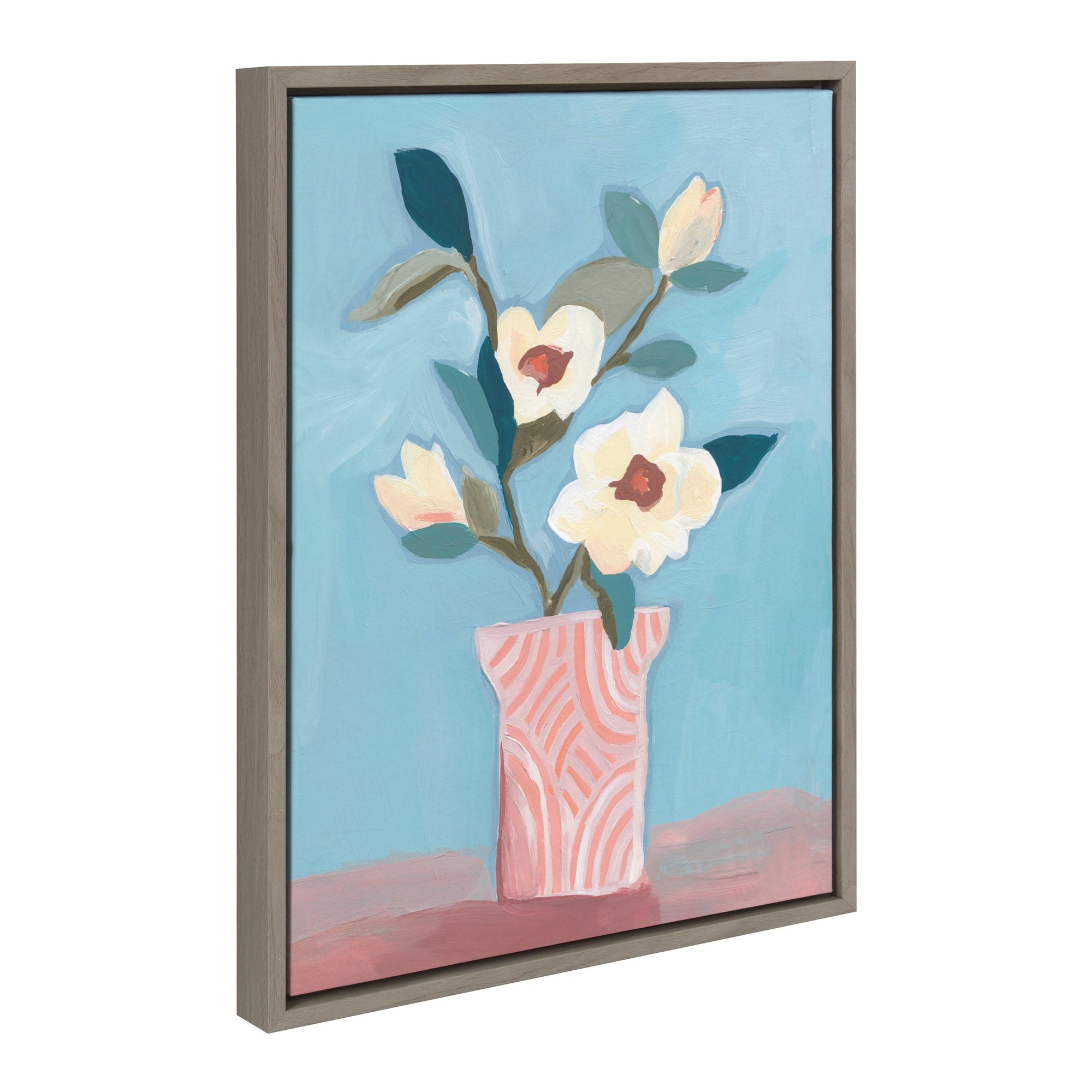 Sylvie Magnolia Blooms Framed Canvas by kateandlaurel - main product image for Resin Society