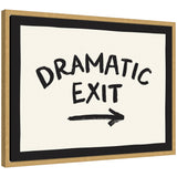 Dramatic Exit Entryway Sign by Lucky Guava framed canvas wall art print with bright gold text in Sylvie frame
