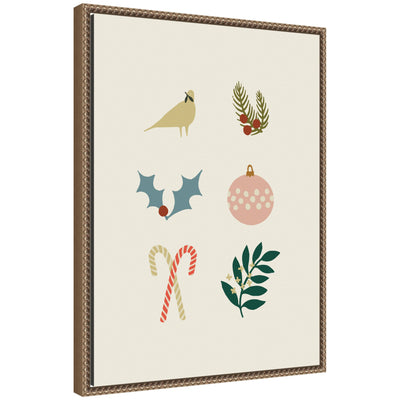 Sylvie Beaded Holiday Six framed canvas art by Hannah Beisang showing a detailed vintage beaded floating design with a white modern frame