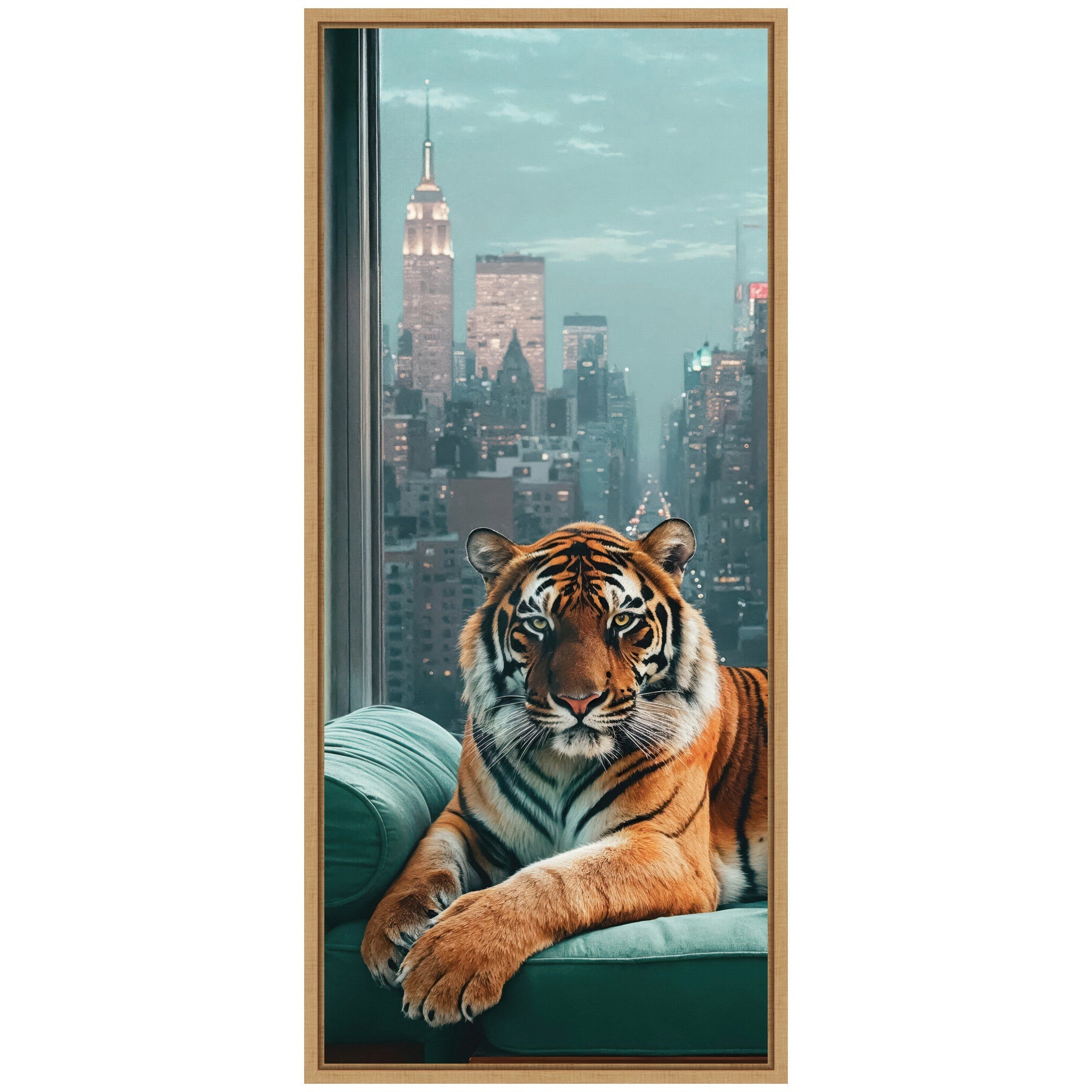Sylvie Graceful Tiger in New York Framed Canvas by Michael Schauer