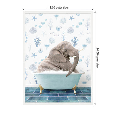 Sylvie Young Elephant in Under the Sea Bathtub Framed Canvas by Amy Peterson