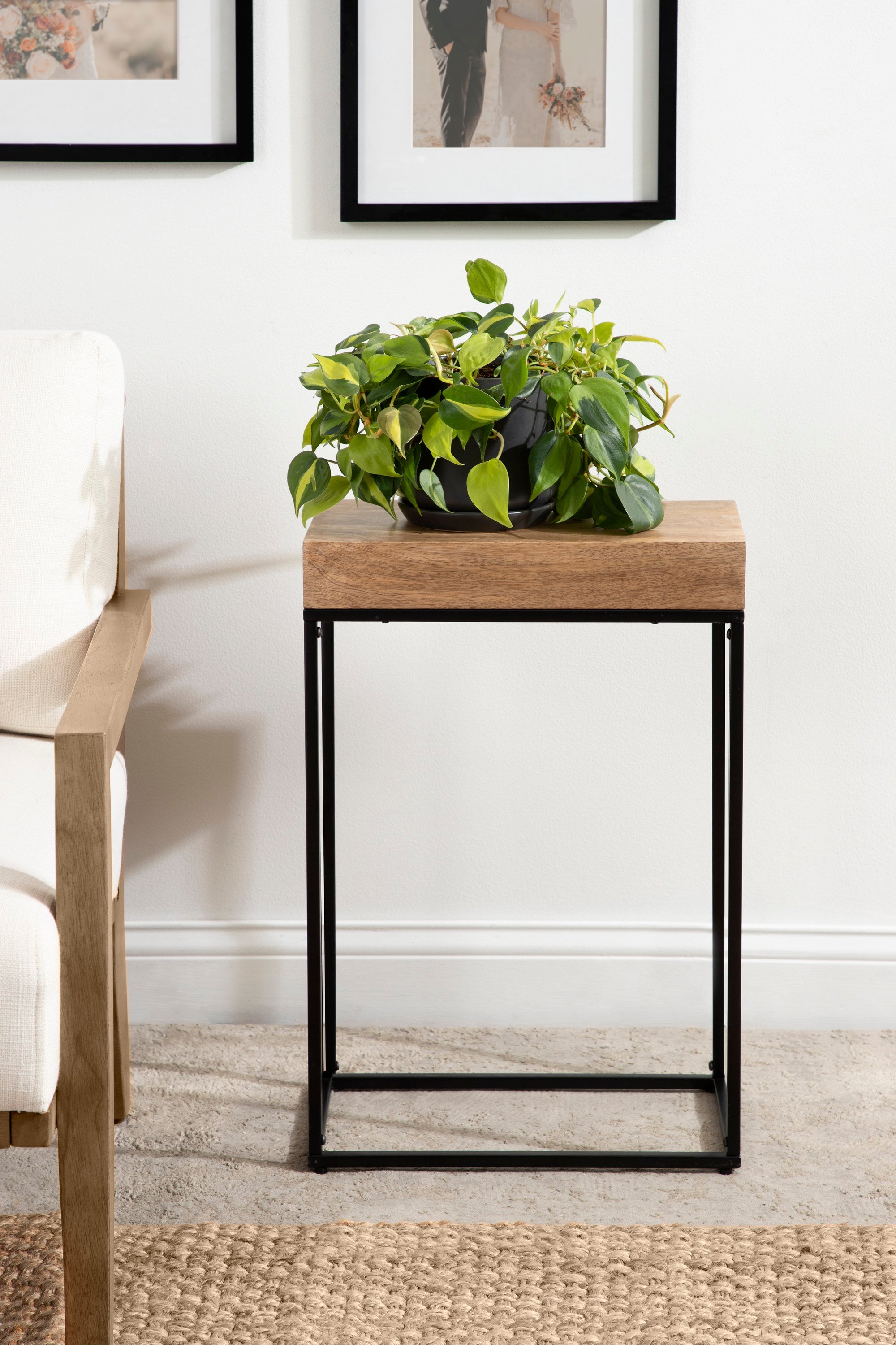 Karlsen Wood and Metal Slim Side Table