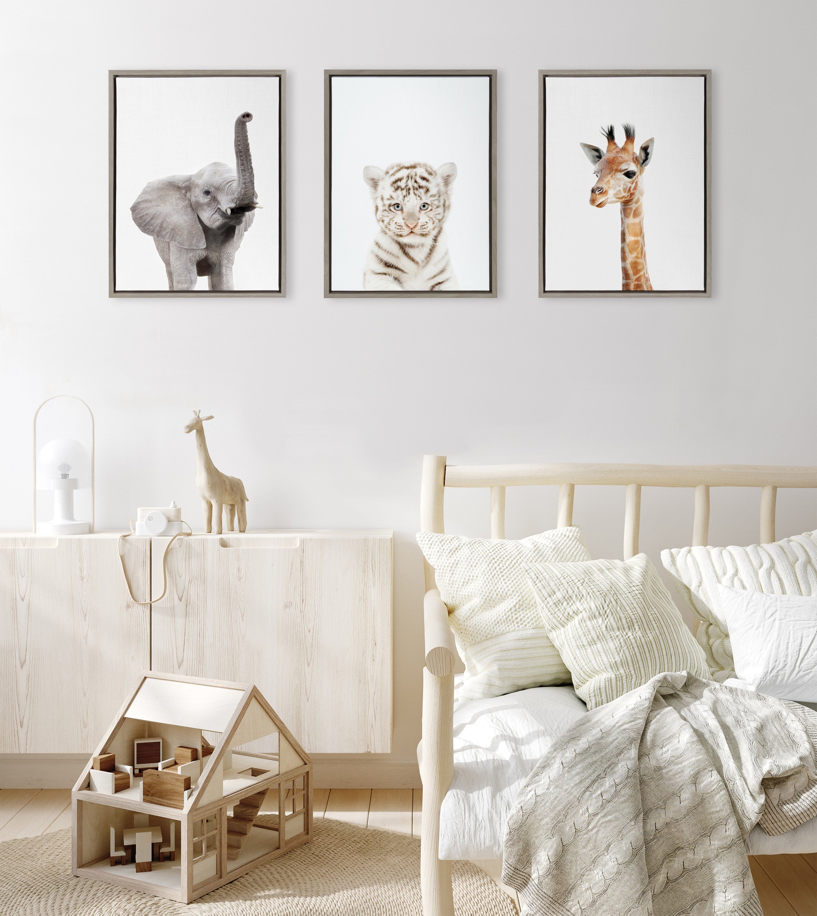 Sylvie Animal Studio Baby White Tiger Framed Canvas by Amy Peterson Art Studio