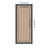 Rectangular beige pinboard with black scallop trim and black frame, measuring 16x40 inches inner size within 18x42 inches outer dimensions.