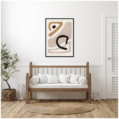 Sylvie Neutral Abstract 1 Minimal Modern Art Framed Canvas by July Art Prints