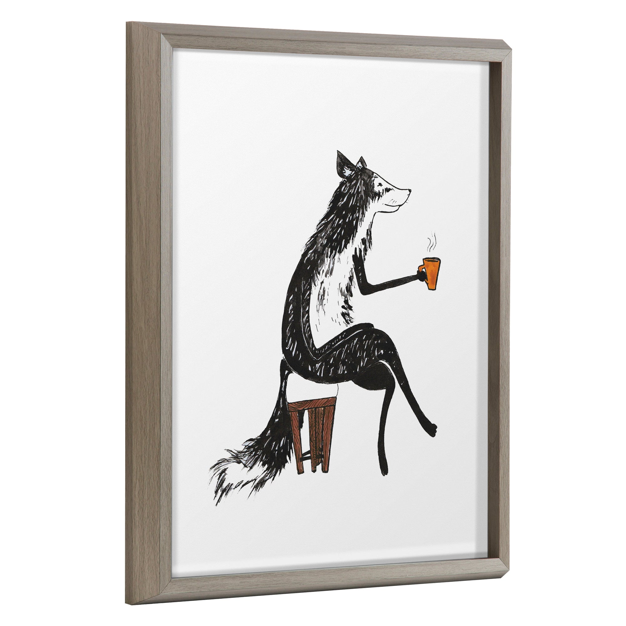 Blake Fox Orange Coffee Cup Framed Printed Glass by Viola Kreczmer by kateandlaurel - main product image for Resin Society
