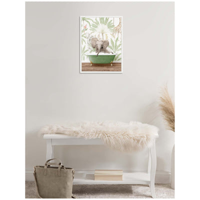 Sylvie Baby Elephant 3 in Wild Safari Bathtub Framed Canvas by Amy Peterson