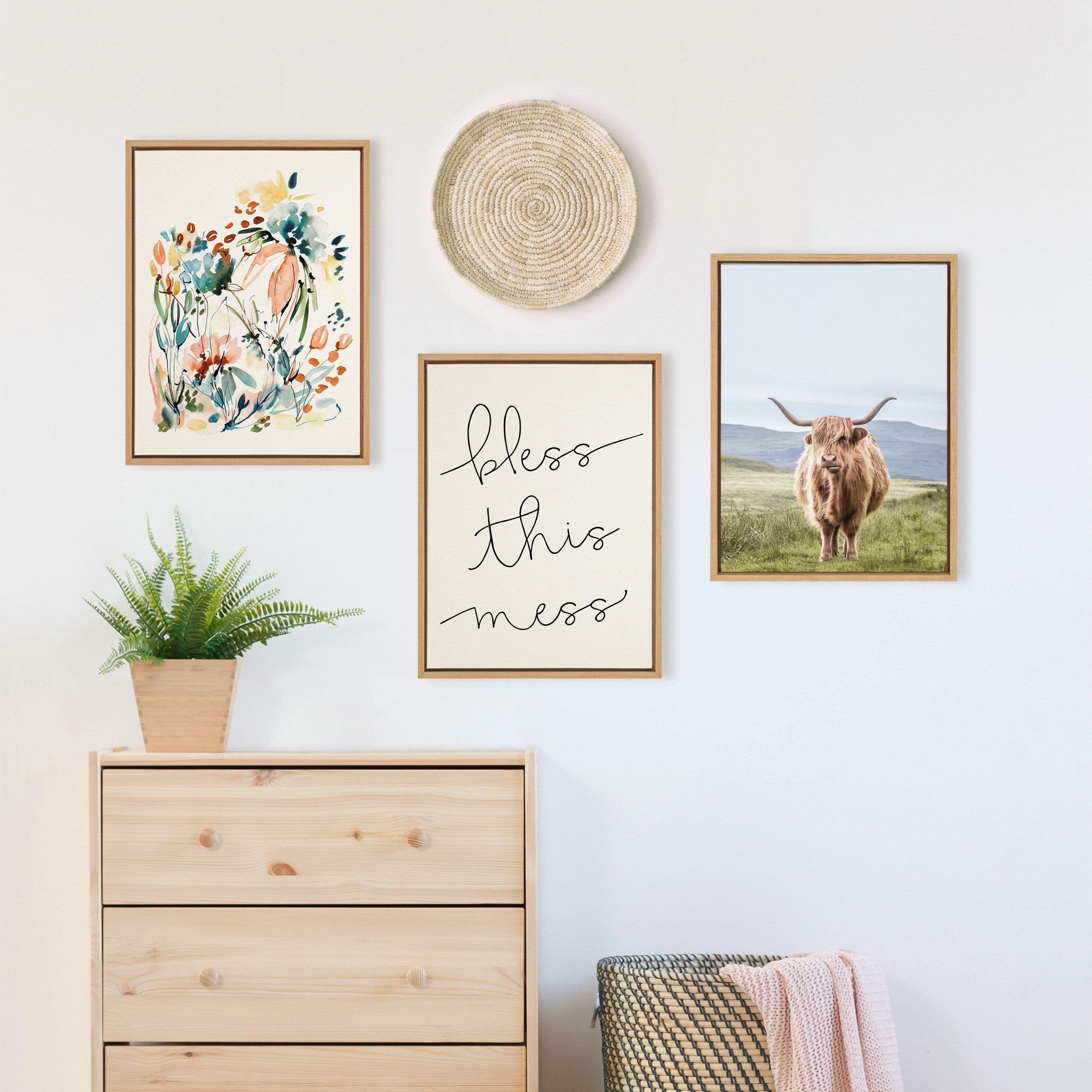 Sylvie Highland Cow Mountain Landscape Framed Canvas by The Creative by kateandlaurel - product image 13 for Resin Society
