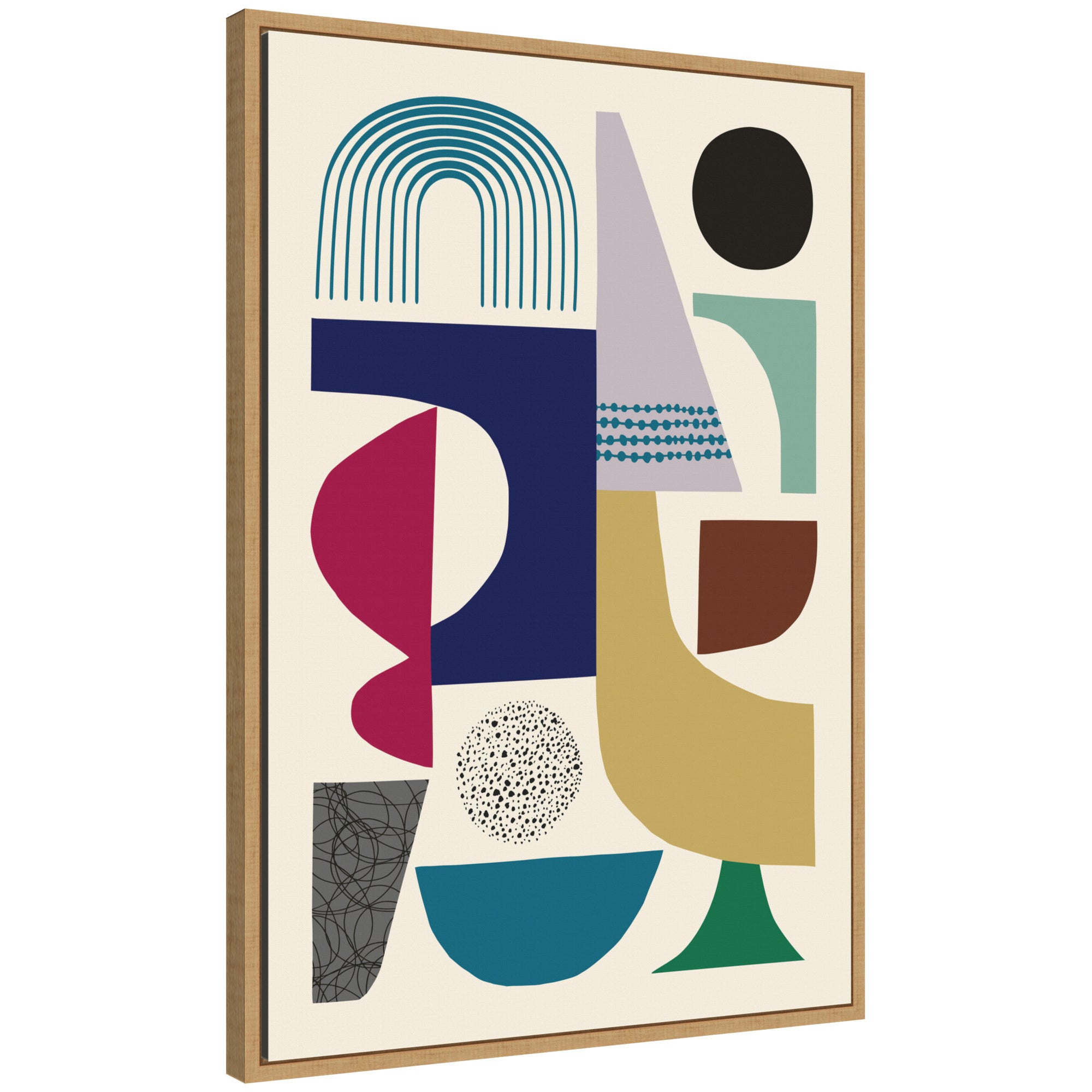 Sylvie MCM Retro Abstract Pattern Rainbow Framed Canvas by kateandlaurel - main product image for Resin Society