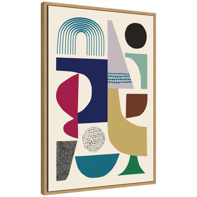 Sylvie MCM Retro Abstract Pattern Rainbow Framed Canvas by kateandlaurel - main product image for Resin Society