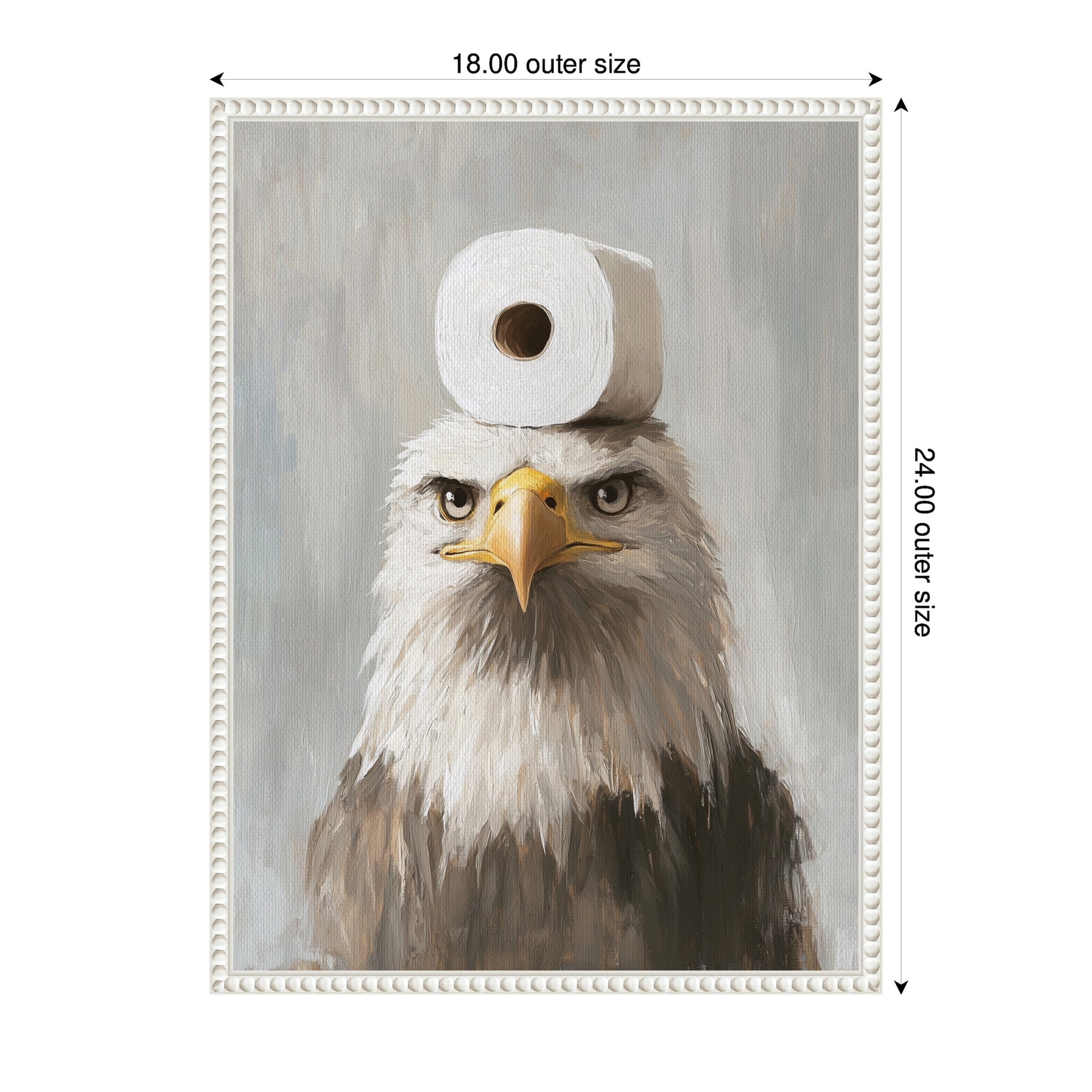 Sylvie Toilet Paper Roll on Bald Eagles Head Bathroom Art Framed Canvas