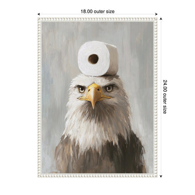 Sylvie Toilet Paper Roll on Bald Eagles Head Bathroom Art Framed Canvas