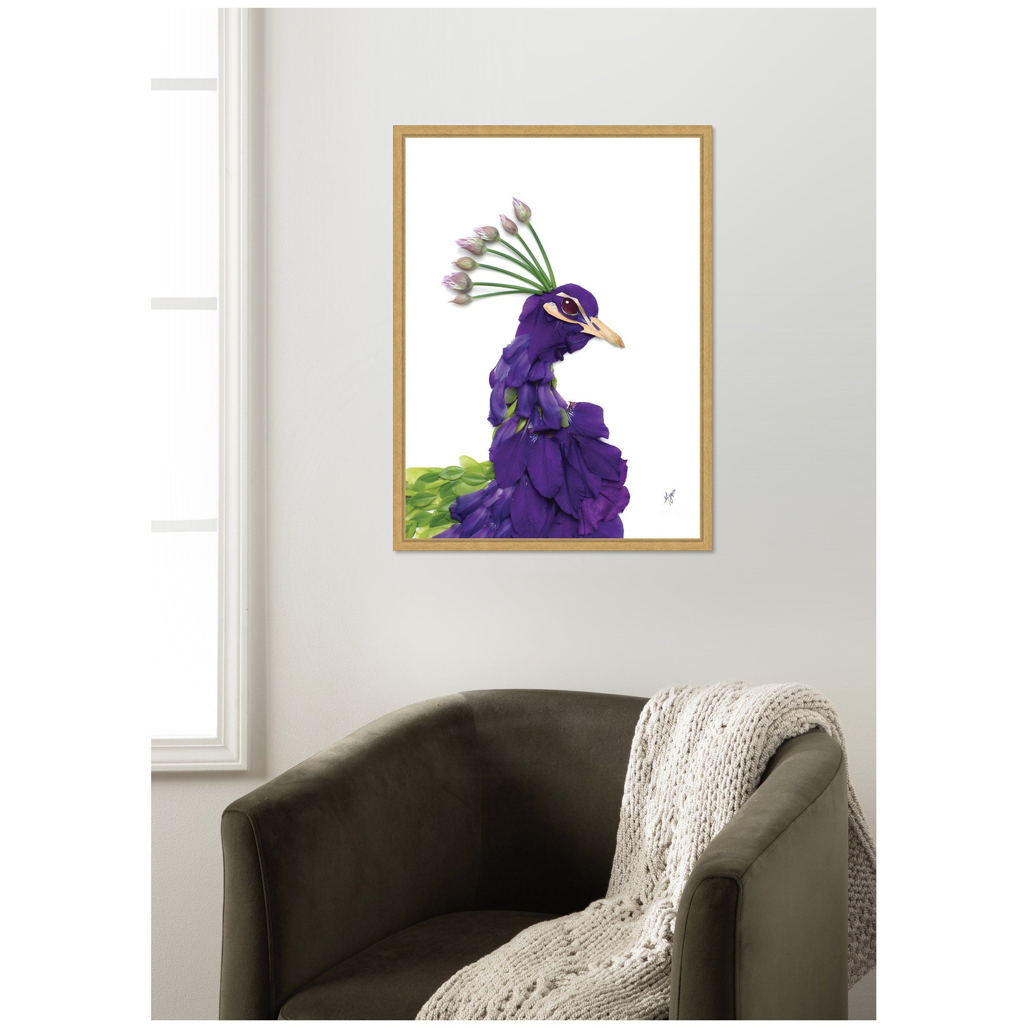 Peacock by Madeline Jeppesen Framed Canvas Wall Art Print