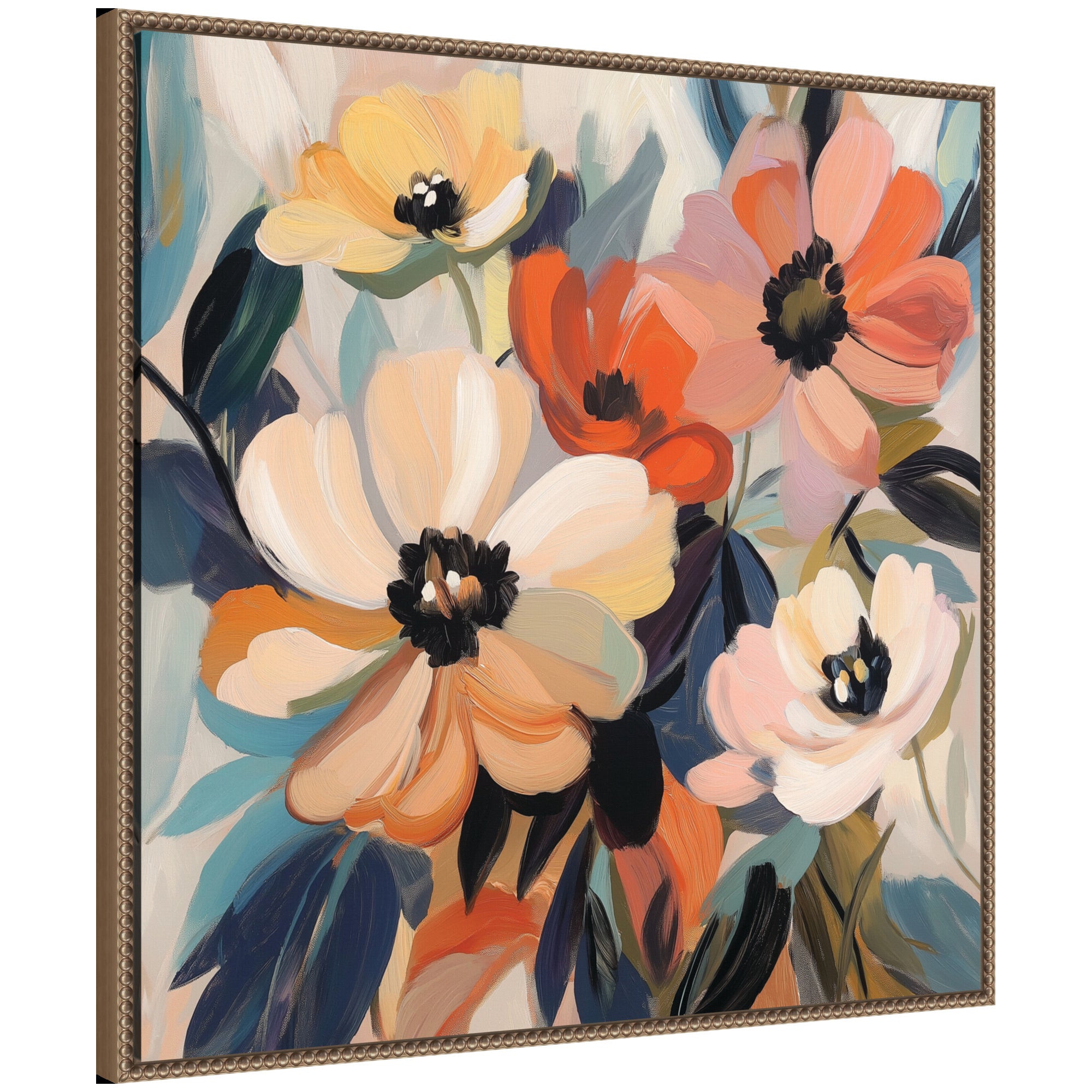 Abstract floral bouquet framed canvas art titled Sylvie Garden Bloom Abstract Bouquet III