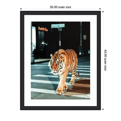 Framed Art Tiger in the City at Night 2 by Michael Schauer