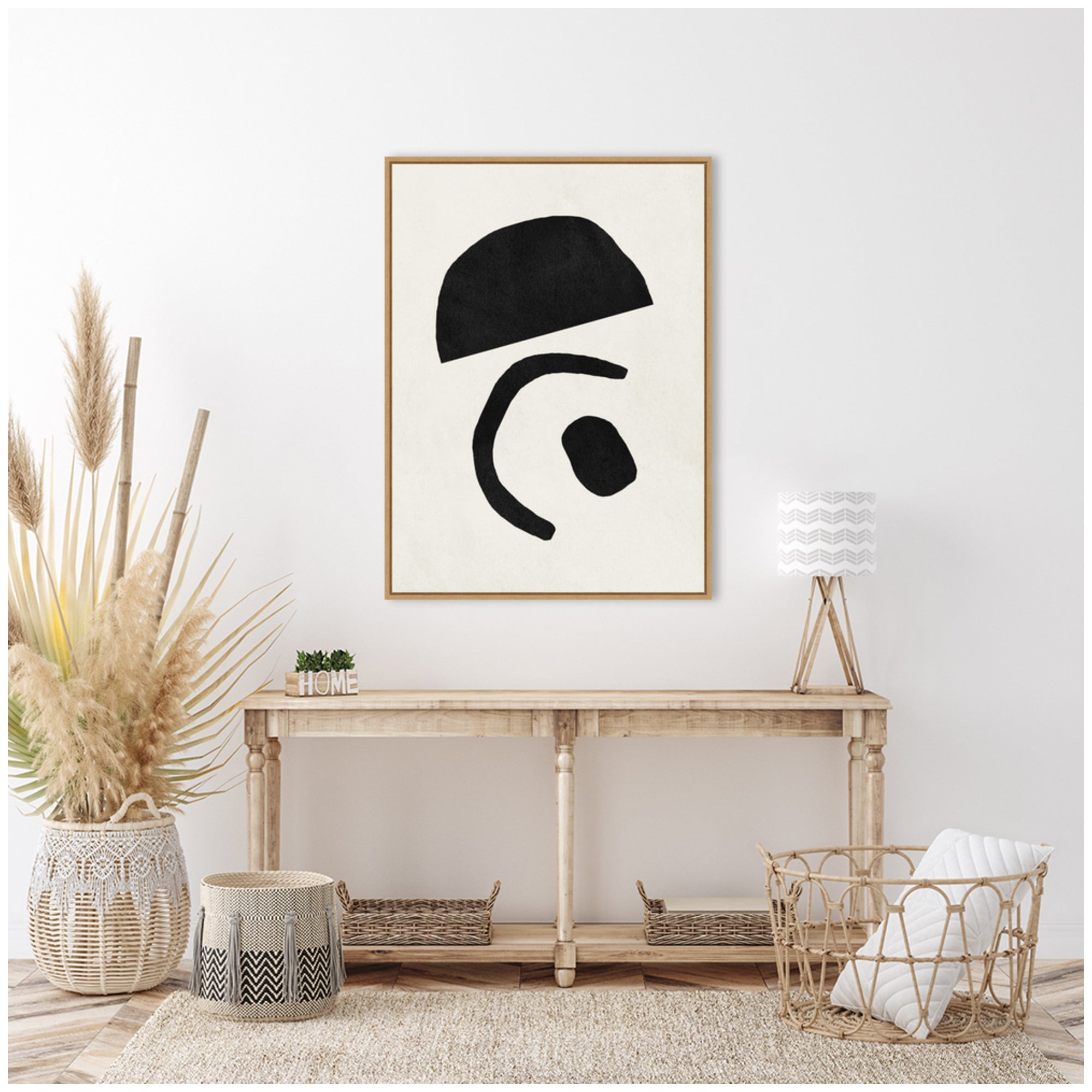 Sylvie Black Geometric Abstract 3 Framed Canvas by July Art Prints