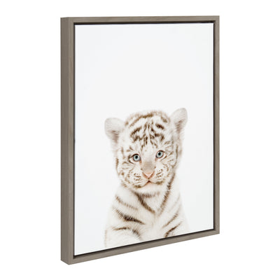 Sylvie Animal Studio Baby White Tiger Framed Canvas by Amy Peterson Art Studio