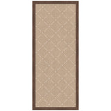 Rectangular beige pinboard with a subtle white lattice pattern framed by a thin dark brown border seen from above.