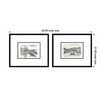 Vintage Postcard Florence & Venice 2 Piece Framed Wall Art Print Set by Teju Reval
